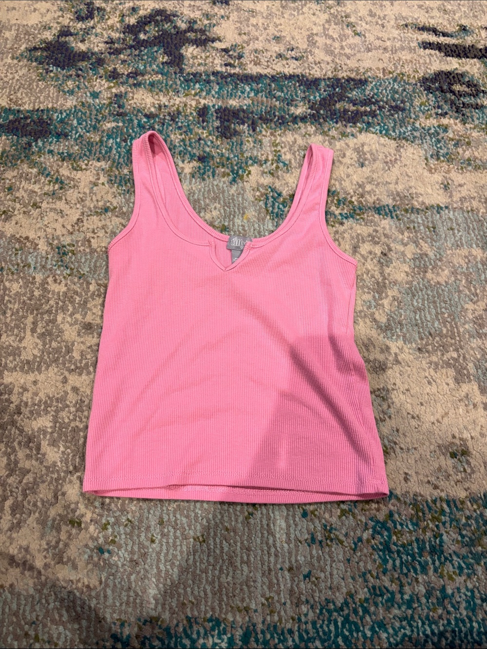 Tilly's Pink Ribbed V-Notch Tank Top